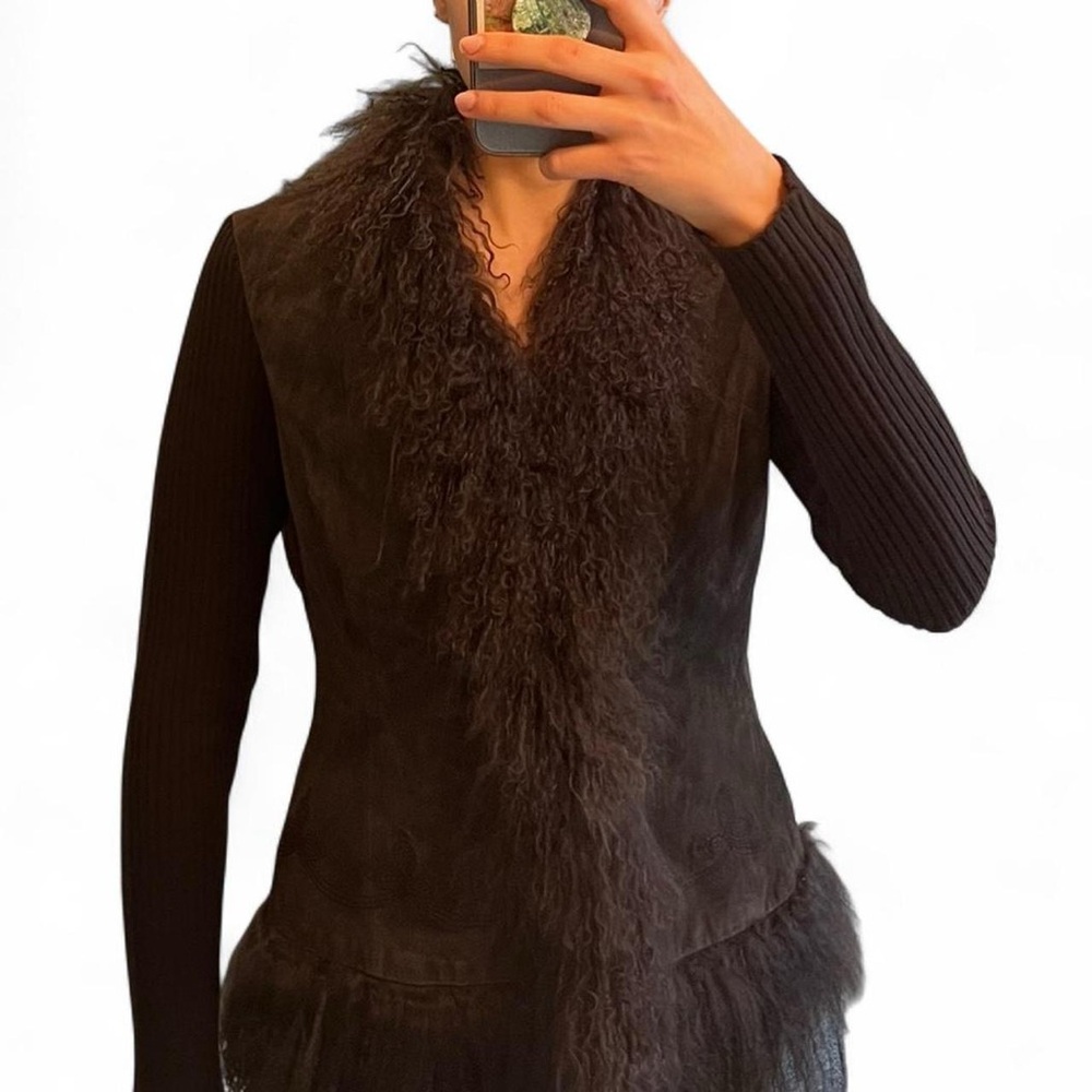 Vintage genuine leather and sheep fur coat 🤎